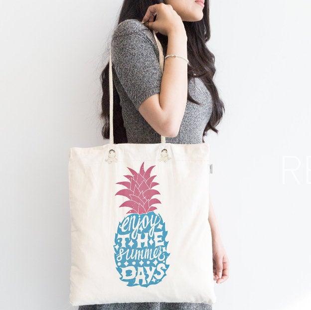 Pineapple Shoulder Bag|Summer Trends Fabric Bags|Fruit Themed Shopping Bag|Colorful Pineapple Bag|Pineapple Beach Tote Bag|Gift for Her