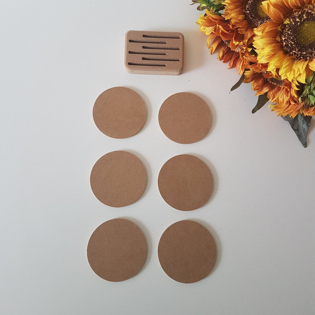 Set of 6 Unfinished Wooden Coasters in Box | Wooden Decor|Ready to Paint, Decoupage|Custom Unfinished Wood DIY Supply|Circle Coaster Gift