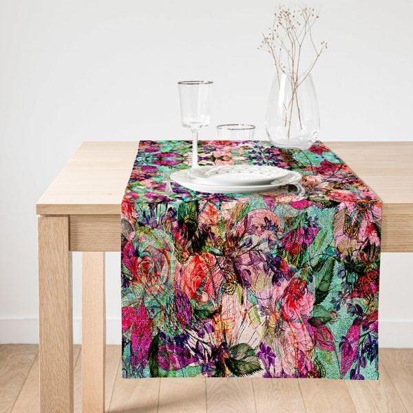 Abstract Table Runner|Decorative Table Runner|Colorful Pattern Suede Runner|High Quality Table Decor|Farmhouse Style Modern Table Runner