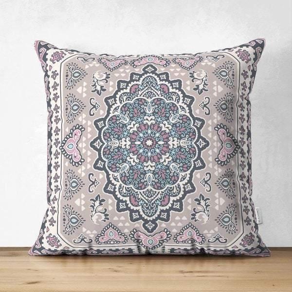 Ethnic Pattern Pillow Cover|Geometric Design Mosaic Pillow Case|Decorative Pillow Case|Cozy Home Decor|Farmhouse Style Authentic Pillow Case