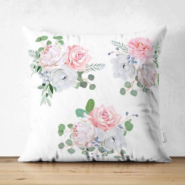 Floral Pillow Cover|Summer Trend Cushion Case|Pinky Flowers Home Decor|Heartwarming Floral Suede Cushion|Digital Print Spring Trend Decor