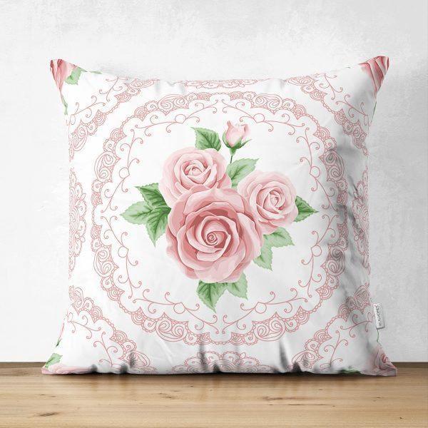 Floral Pillow Cover|Summer Trend Cushion Case|Pinky Flowers Home Decor|Heartwarming Floral Suede Cushion|Digital Print Spring Trend Decor