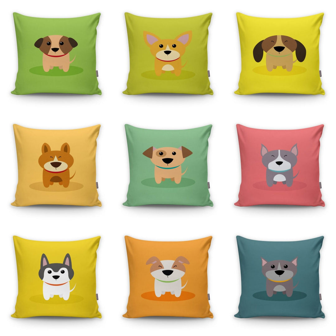 Cute Dog Kid Pillow Cover|Decorative Kid Cushion Case|Cartoon Inspired Home Decor|Housewarming Cushion Cover|Children's Throw Pillow Case