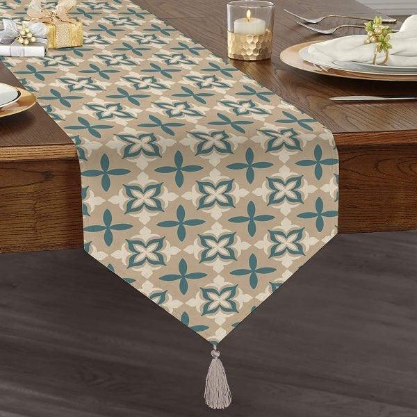 Decorative Table Runner|High Quality Triangle Chenille Table Runner|Ethnic Pattern Table Runner|Bohemian Style Authentic Tasseled Runner