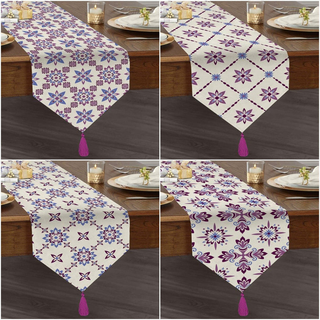 Decorative Table Runner|High Quality Triangle Chenille Table Runner|Ethnic Pattern Table Runner|Bohemian Style Authentic Tasseled Runner