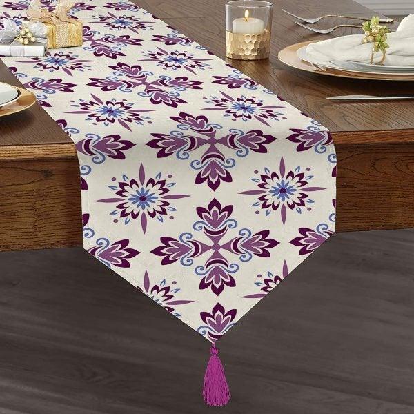 Decorative Table Runner|High Quality Triangle Chenille Table Runner|Ethnic Pattern Table Runner|Bohemian Style Authentic Tasseled Runner