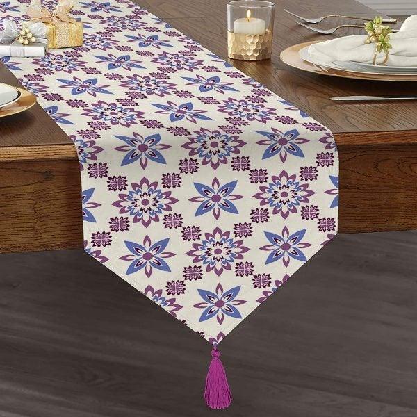 Decorative Table Runner|High Quality Triangle Chenille Table Runner|Ethnic Pattern Table Runner|Bohemian Style Authentic Tasseled Runner