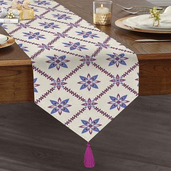 Decorative Table Runner|High Quality Triangle Chenille Table Runner|Ethnic Pattern Table Runner|Bohemian Style Authentic Tasseled Runner