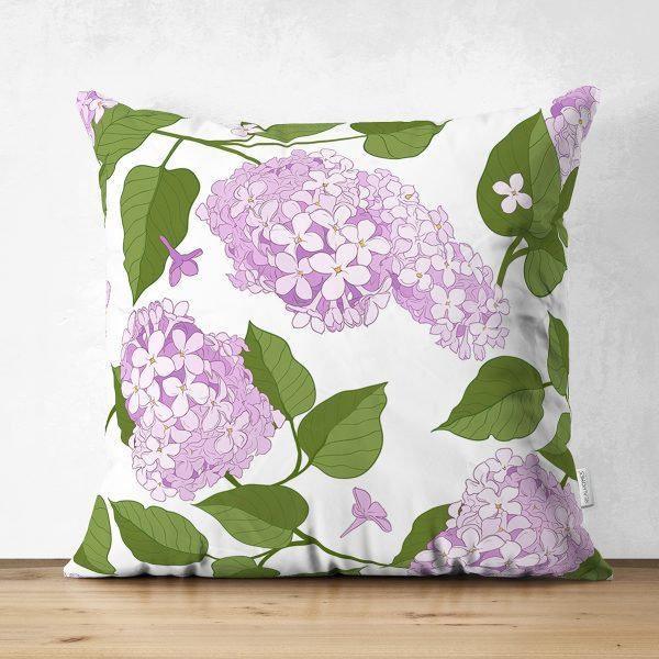 Floral Pillow Cover|Summer Trend Cushion Case|Pale Color Flowers Home Decor|Heartwarming Floral Suede Cushion|Hydrangea Flower Pillow Case