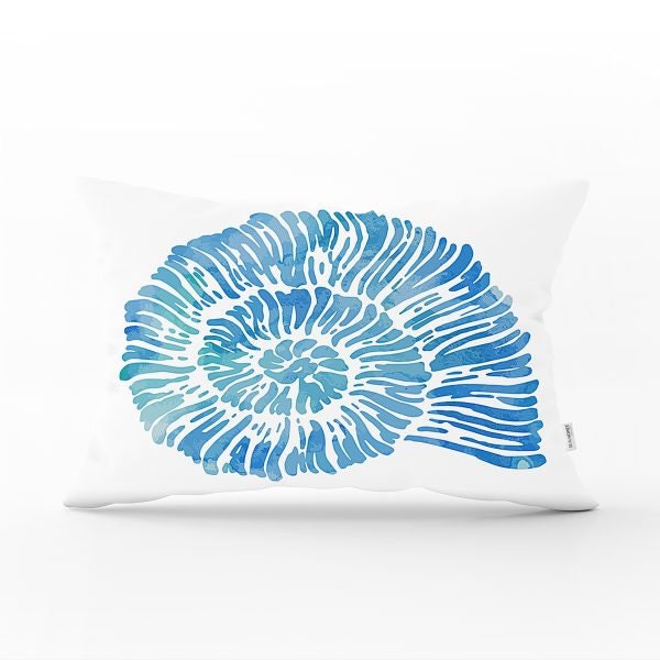 Beach House Pillow Cover|Rectangle Coastal Cushion Case|Decorative Sea Creatures Pillow|Turquoise Seahorse Oyster Seashell Starfish Pillow