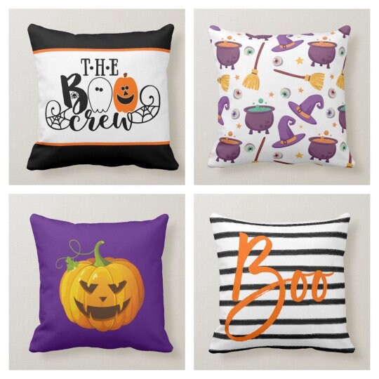 Halloween Boo Pillow Case|Fall Trend Pillows|Autumn Cushion Case|Orange Pumpkin Throw Pillow|Trick or Treat Home Decor|Happy Halloween Boo