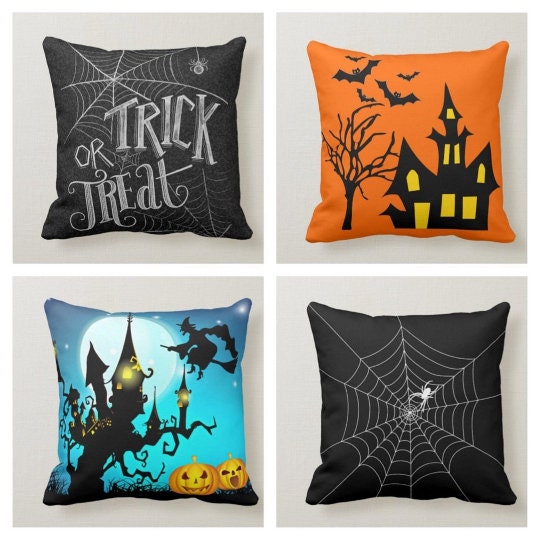 Halloween Pillow Case|Fall Trend Pillow|Autumn Bats Cushion Case|Orange Pumpkin Throw Pillow|Trick or Treat Home Decor|Happy Halloween Decor