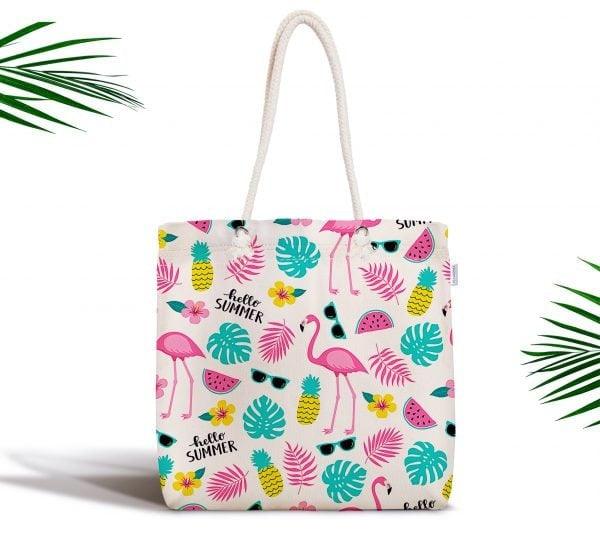 Flamingo Shoulder Bag|Pink Flamingo Fabric Handbag|Cute Bird Special Design Handbag|Beach Tote Bag|Boho Style Women&#39;s Purse|Shopping Bag