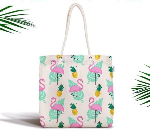 Flamingo Shoulder Bag|Pink Flamingo Fabric Handbag|Cute Bird Special Design Handbag|Beach Tote Bag|Boho Style Women&#39;s Purse|Shopping Bag