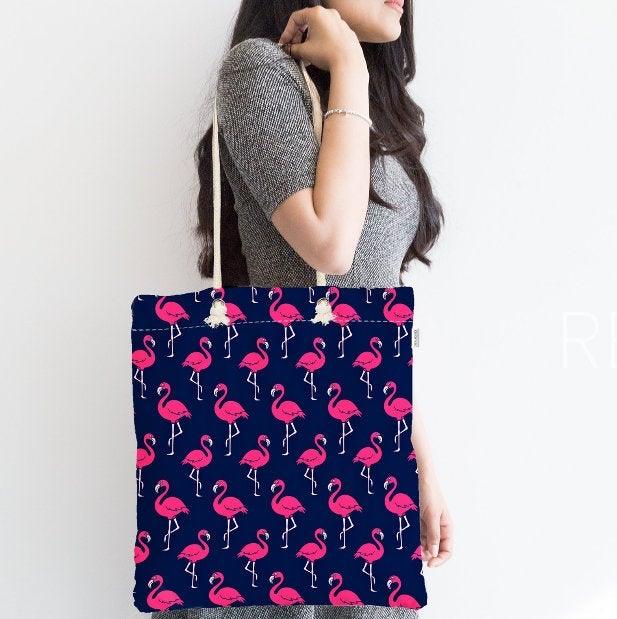 Flamingo Shoulder Bag|Pink Flamingo Fabric Handbag|Flamingo Love Special Design Handbag|Beach Tote Bag|Boho Style Women&#39;s Purse|Shopping Bag