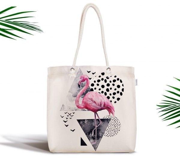 Flamingo Shoulder Bag|Pink Flamingo Fabric Handbag|Cute Bird Special Design Handbag|Beach Tote Bag|Boho Style Women&#39;s Purse|Shopping Bag