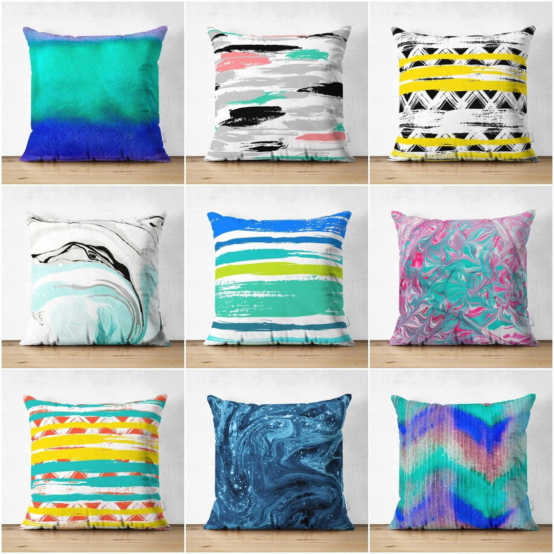 Abstract Pillow Cover|Modern Design Suede Pillow Case|Vivid Colors Home Decor|Decorative Pillow Case|Farmhouse Style Authentic Pillow Case