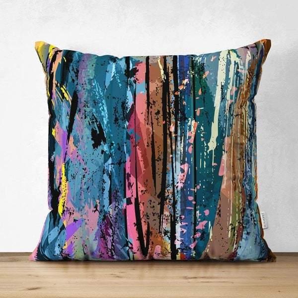 Abstract Pillow Cover|Modern Design Suede Pillow Case|Oil Painting Home Decor|Decorative Pillow Case|Farmhouse Style Authentic Pillow Case