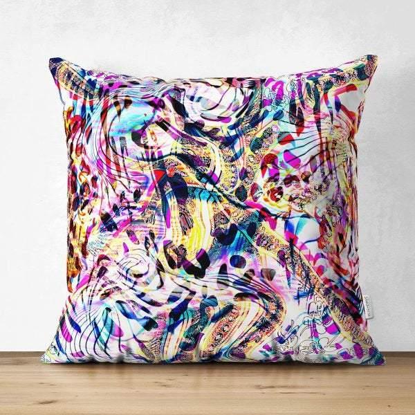 Abstract Pillow Cover|Modern Design Suede Pillow Case|Wavy Pattern Home Decor|Decorative Pillow Case|Farmhouse Style Authentic Pillow Case