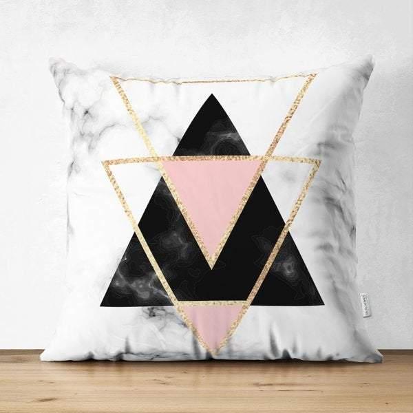 Geometric Pillow Cover|Modern Design Suede Pillow Case|Black Gold Home Decor|Decorative Pillow Case|Farmhouse Style Authentic Pillow Case