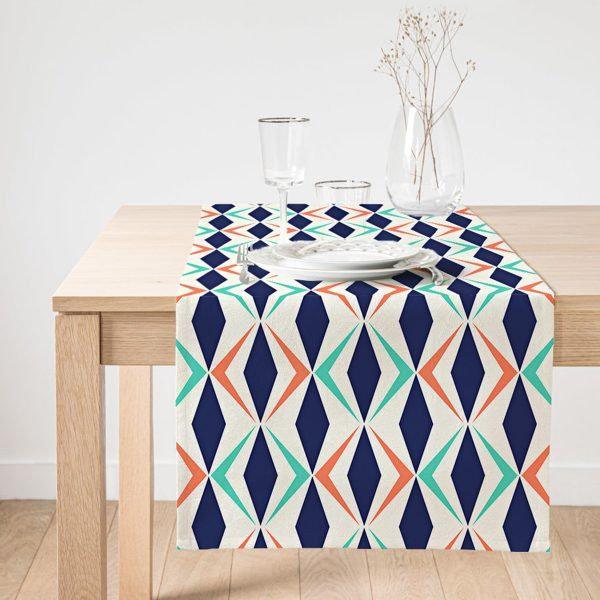 Abstract Geometric Table Runner|Decorative Table Runner|Colorful Pattern Suede Runner|High Quality Table Decor|Modern Style Table Runner