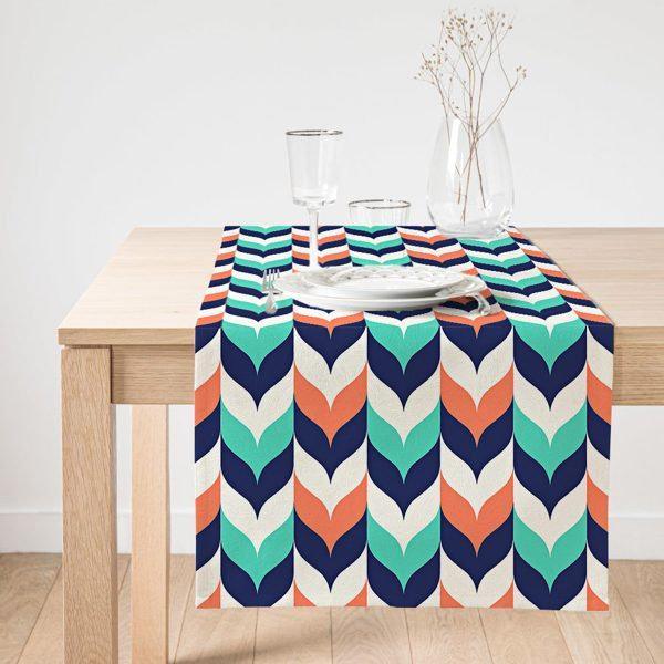 Abstract Geometric Table Runner|Decorative Table Runner|Colorful Pattern Suede Runner|High Quality Table Decor|Modern Style Table Runner