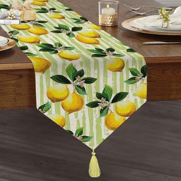 Set of 2 Placemat & Table Runner|Floral Lemon Table Top|Lemon Supla Table Mat|Round American Service Dining Underplate|Lemon Coasters