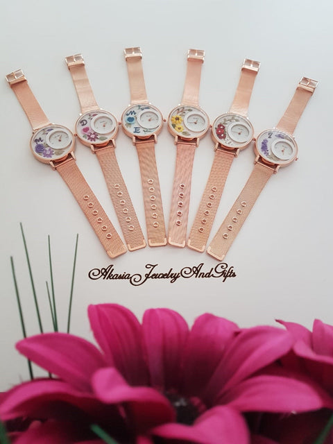 Personalized Wrist Watch|Floral Embroidery Watch|Vintage Watch|Unique Gift Watch for Women|Hand Stitched Gift for Mom|Baby Shower Gift