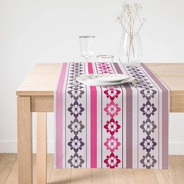 Abstract Geometric Table Runner|Decorative Table Runner|Colorful Pattern Suede Runner|Pinky Authentic Table Decor|Modern Style Table Runner