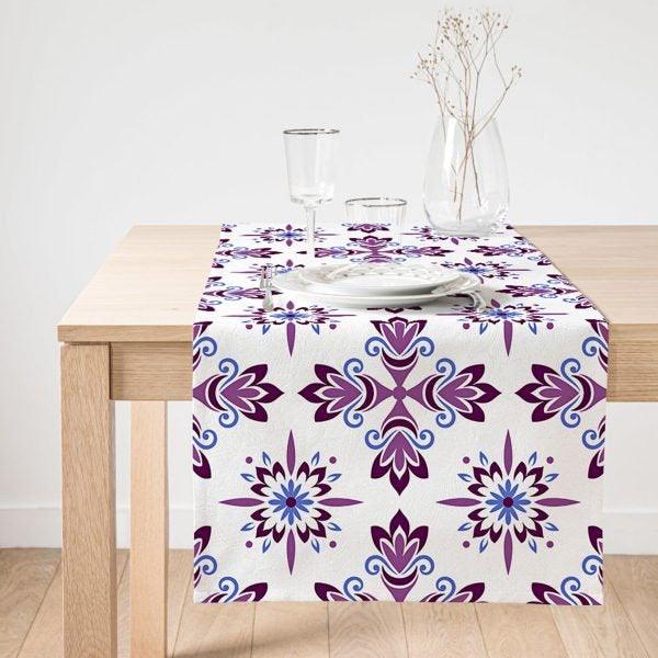 Decorative Table Runner|Abstract Geometric Table Runner|Ethnic Pattern Suede Runner|Bohemian Style Table Decor|Authentic Style Table Runner