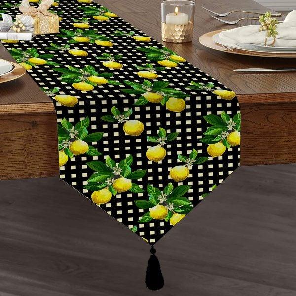 Lemon Placemat & Table Runner|Floral Lemon Table Top|Set of 2 Lemon Supla Table Mat|Round American Service Dining Underplate|Lemon Coasters