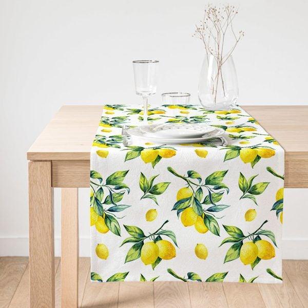 Lemon Placemat & Table Runner|Floral Lemon Table Top|Set of 2 Lemon Supla Table Mat|Round American Service Dining Underplate|Lemon Coasters