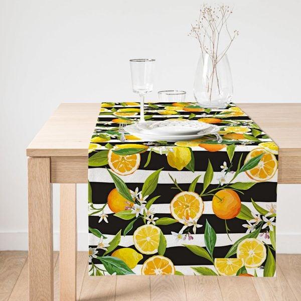 Lemon Placemat & Table Runner|Floral Lemon Table Top|Set of 2 Lemon Supla Table Mat|Round American Service Dining Underplate|Lemon Coasters