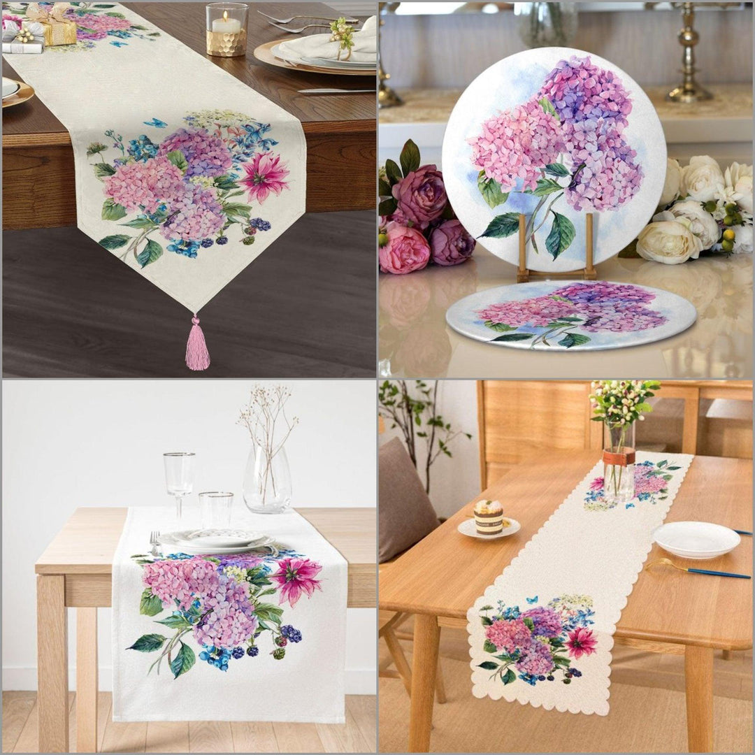 Floral Placemat & Table Runner|Floral Table Top|Set of 2 Floral Supla Table Mat|Round American Service Dining Underplate|Floral Coasters