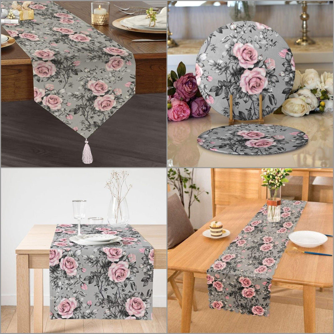 Floral Placemat & Table Runner|Floral Table Top|Set of 2 Floral Supla Table Mat|Round American Service Dining Underplate|Floral Coasters