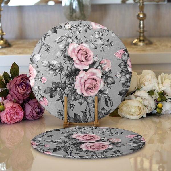 Floral Placemat & Table Runner|Floral Table Top|Set of 2 Floral Supla Table Mat|Round American Service Dining Underplate|Floral Coasters