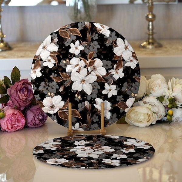 Floral Placemat & Table Runner|Floral Table Top|Set of 2 Floral Supla Table Mat|Round American Service Dining Underplate|Floral Coasters