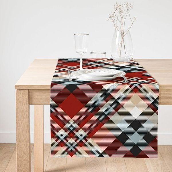 Plaid Placemat & Table Runner|Plaid Table Top|Set of 2 Plaid Supla Table Mat|Round American Service Dining Underplate|Plaid Coasters