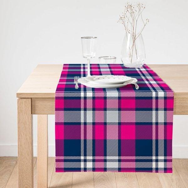 Plaid Placemat & Table Runner|Plaid Table Top|Set of 2 Plaid Supla Table Mat|Round American Service Dining Underplate|Plaid Coasters