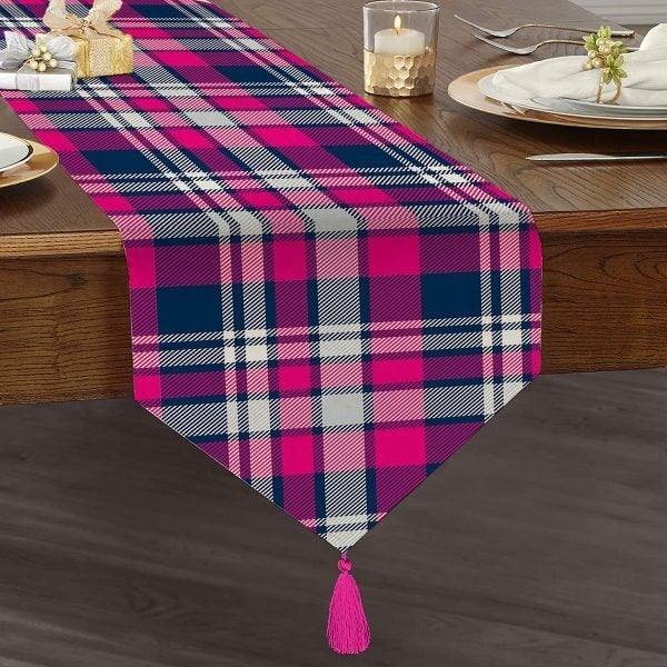 Plaid Placemat & Table Runner|Plaid Table Top|Set of 2 Plaid Supla Table Mat|Round American Service Dining Underplate|Plaid Coasters