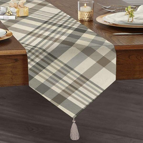 Plaid Placemat & Table Runner|Plaid Table Top|Set of 2 Plaid Supla Table Mat|Round American Service Dining Underplate|Plaid Coasters