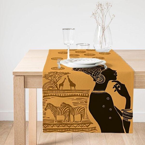 African Girl Placemat & Table Runner|Ethnic Table Top|Set of 2 African Supla Table Mat|Round American Service Dining Underplate and Coasters