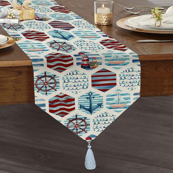 Nautical Placemat & Table Runner|Nautical Table Top|Set of 2 Nautical Supla Table Mat|Round American Service Dining Underplate and Coasters