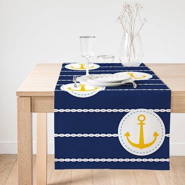 Nautical Placemat & Table Runner|Nautical Table Top|Set of 2 Nautical Supla Table Mat|Round American Service Dining Underplate and Coasters