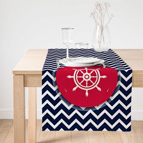 Nautical Placemat & Table Runner|Beach House Table Top|Set of 2 Coastal Supla Table Mat|Round American Service Dining Underplate and Coaster