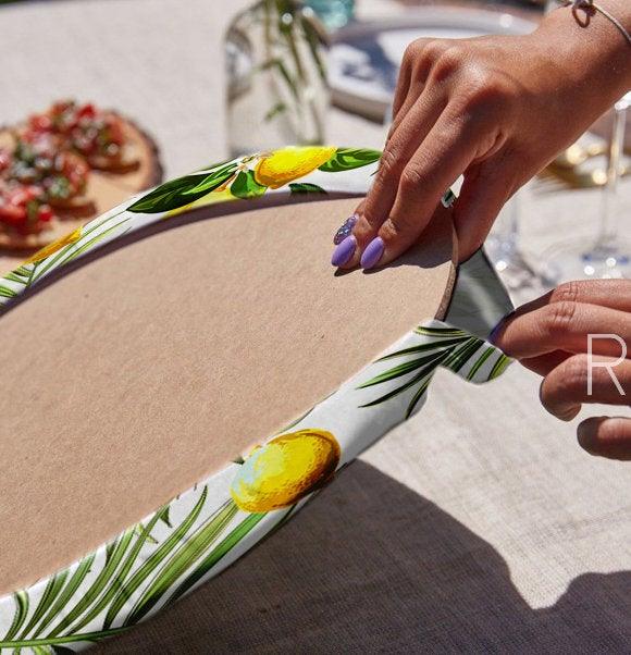 Lemon Placemat & Table Runner|Floral Lemon Table Top|Set of 2 Lemon Supla Table Mat|Round American Service Dining Underplate|Lemon Coasters