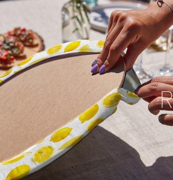 Lemon Placemat & Table Runner|Floral Lemon Table Top|Set of 2 Lemon Supla Table Mat|Round American Service Dining Underplate|Lemon Coasters