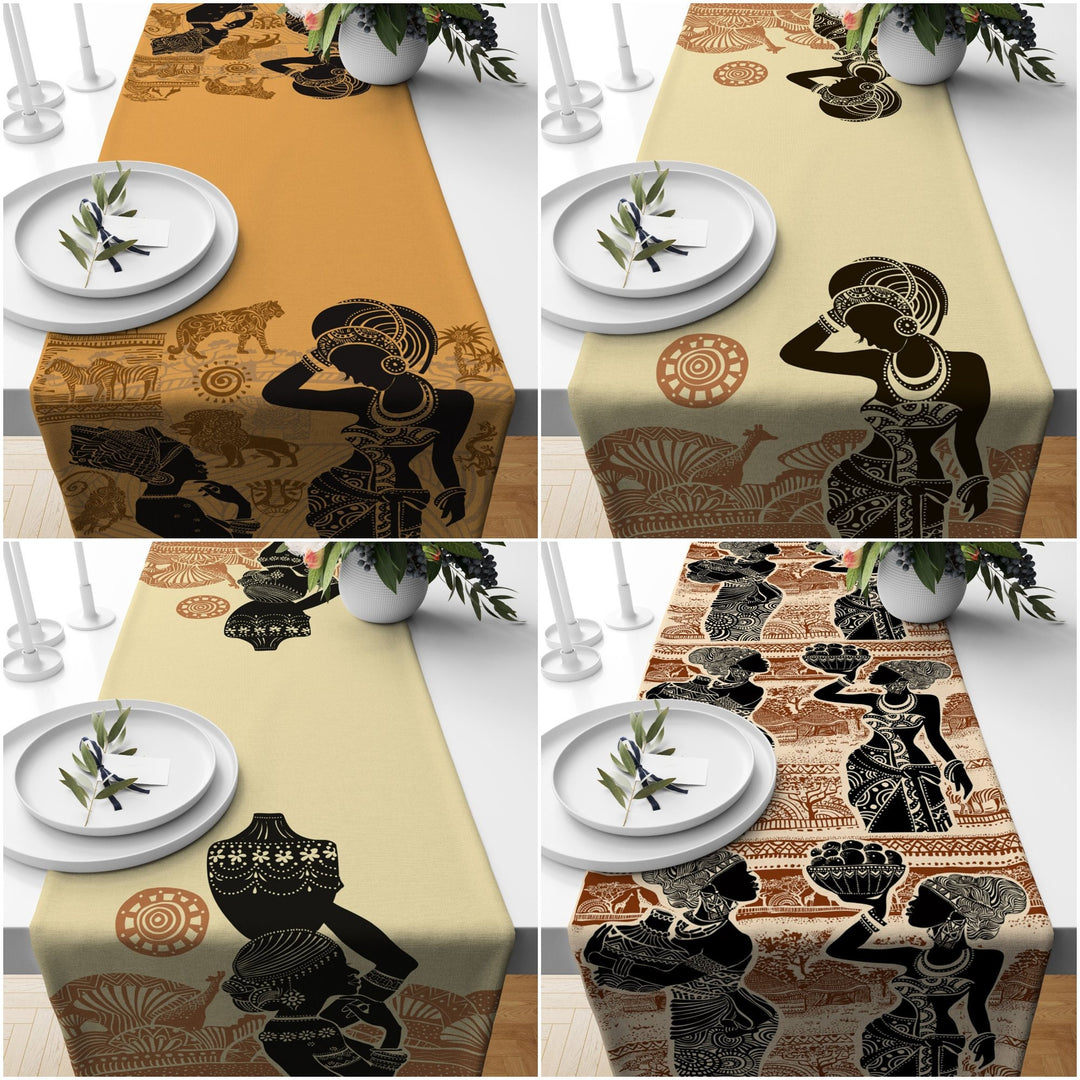 African Girl Table Runner|Authentic African Beauty Table Runner|Traditional African Decor|Ethnic Design Runner|African Style Tablecloth