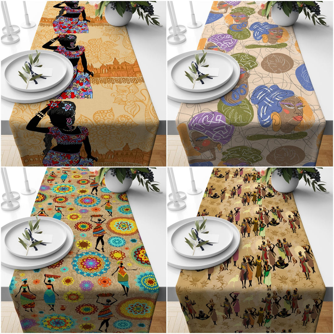 African Women Table Runner|Authentic African People Table Runner|Traditional African Home Decor|Ethnic Design Runner|African Style Table Top