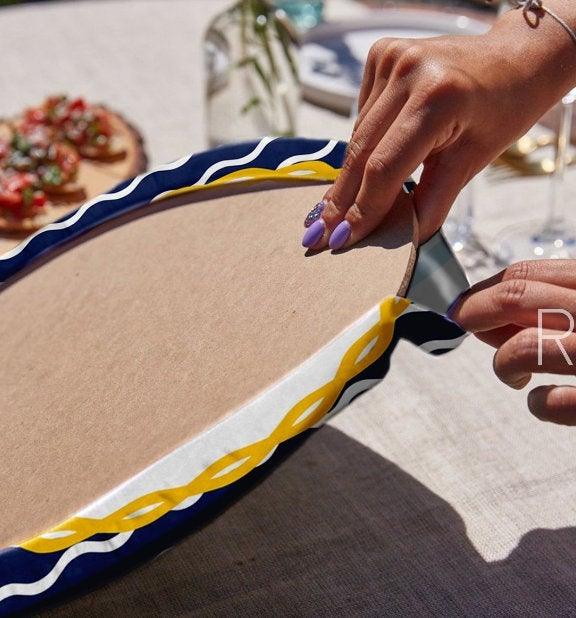 Nautical Placemat|Set of 2 Nautical Supla Table Mat|Navy Anchor Round American Service Dining Underplate|Blue Yellow Beach House Coasters